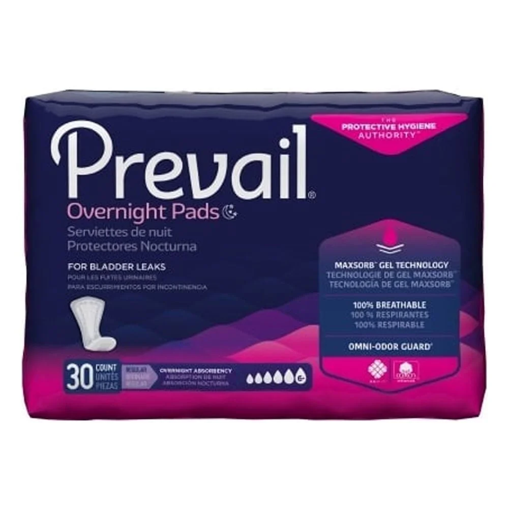 Prevail Bladder Control Pads, Overnight - Case of 120