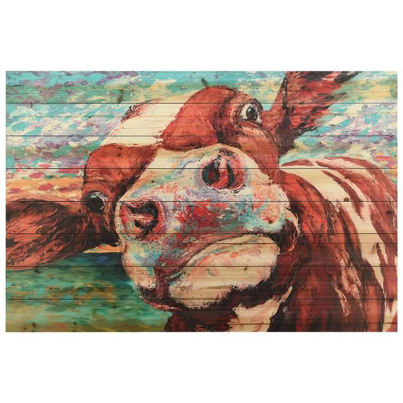 30 x 45 in. Curious Cow 1 Digital Print on Solid Wood Animal Wall Art
