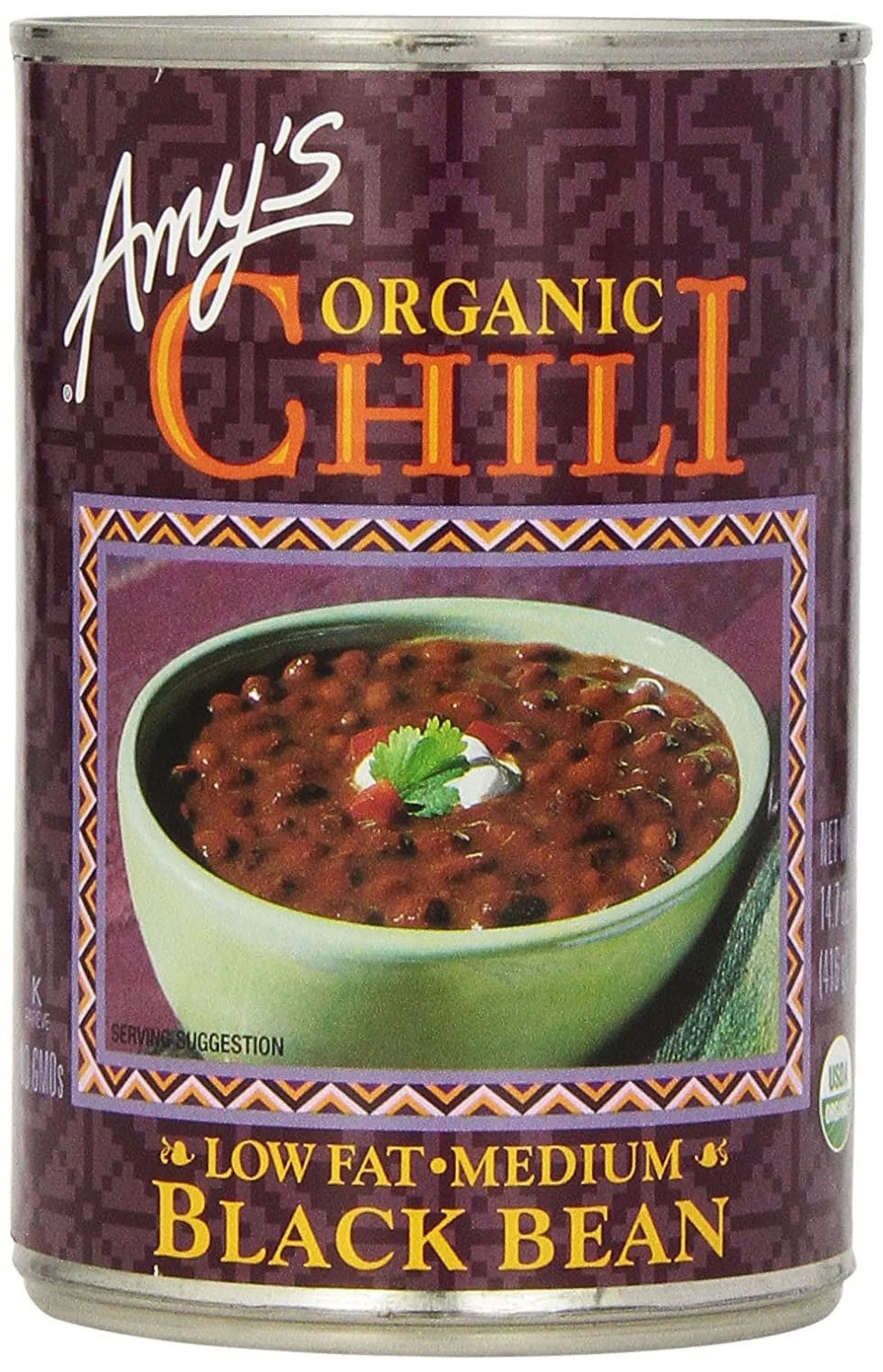 Amy's Organic Chili Low Fat Medium Black Bean 12 oz Pack of 4