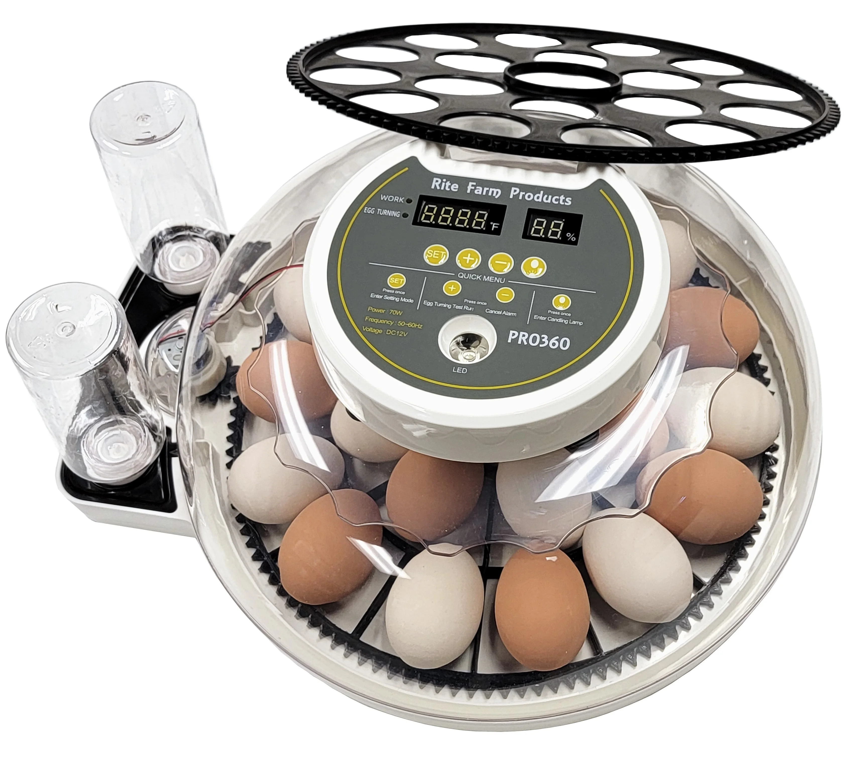 PRO 360 RITE FARM PRODUCTS 21 EGG CHICKEN INCUBATOR & HATCHER & 2 TURNER TRAYS