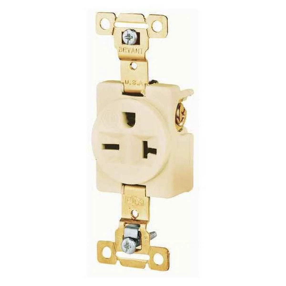 ZoroSelect Receptacle, 20 A Amps, 250V AC, Flush Mount, Single Outlet, 6-20R, Ivory
