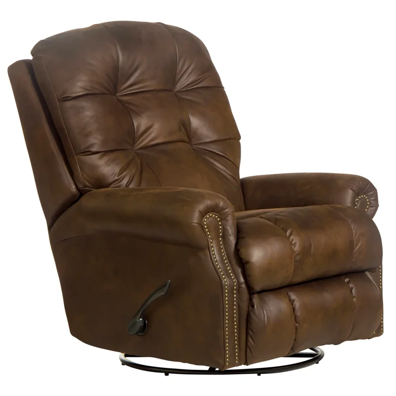 Catnapper Marge Swivel Glider Recliner in Brown Polyester Fabric