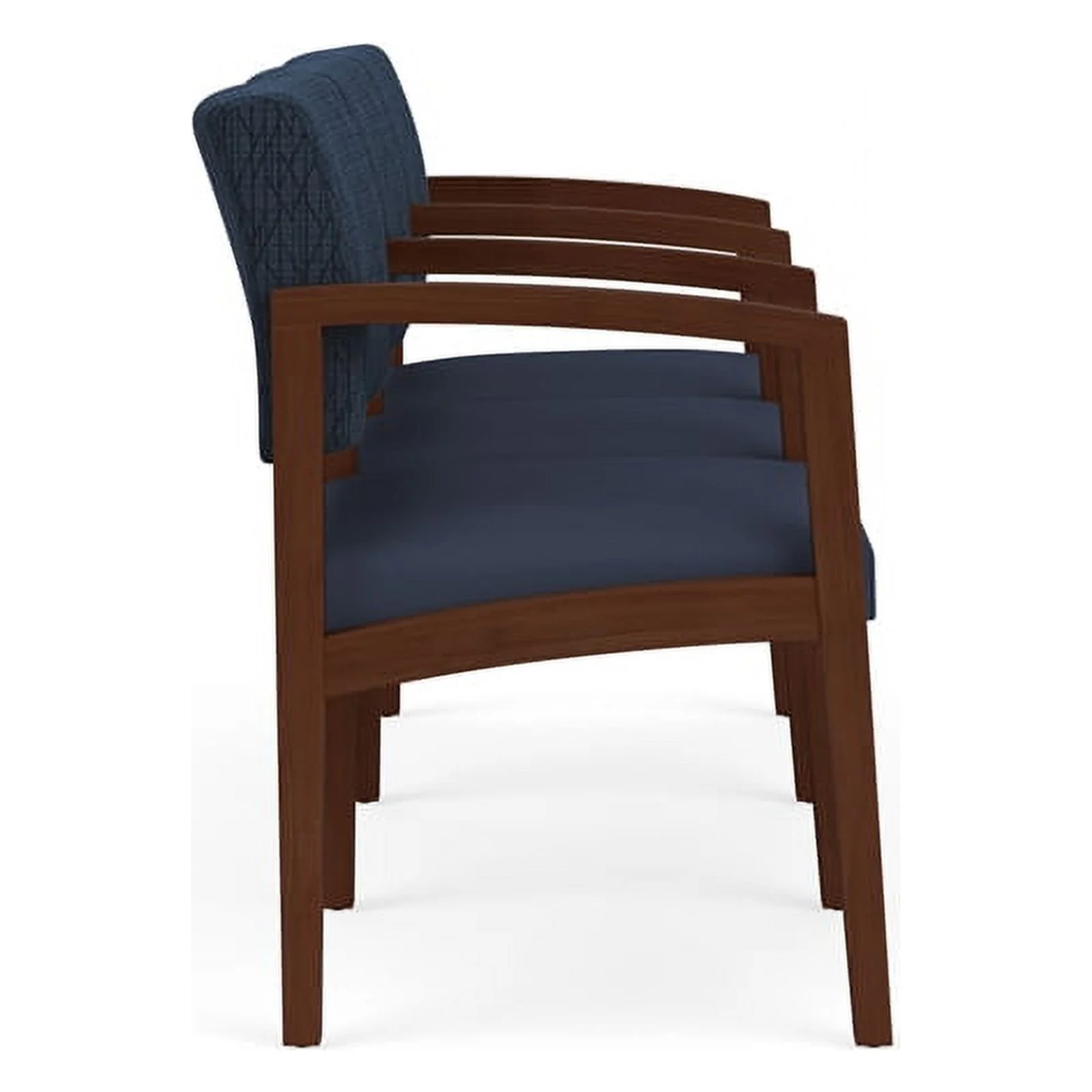 Lesro Lenox Wood 3-Seat Fabric/Polyurethane Reception Tandem Seating in Blue