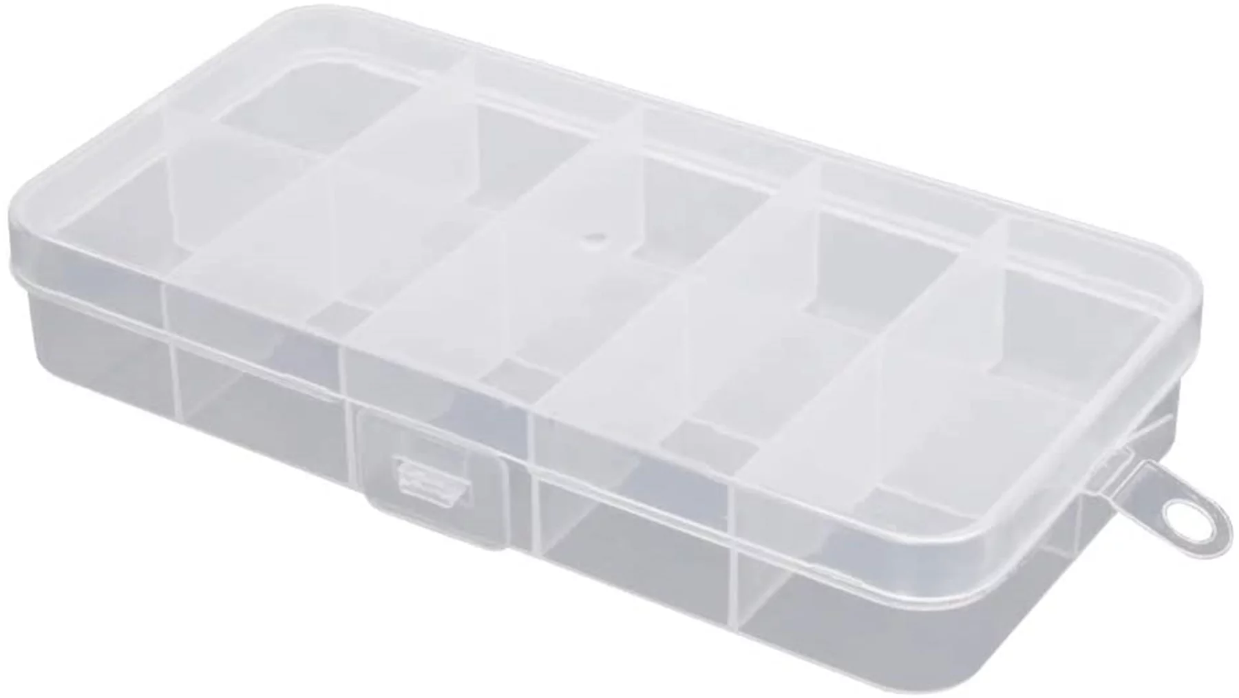Component Storage Box - Plastic Fixed 10 Grids Electronic Component Containers Tool Boxes Clear Pack of 2