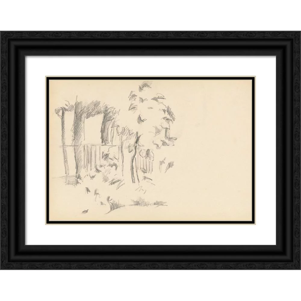 Paul Cézanne 14x11 Black Ornate Wood Framed Double Matted Museum Art Print Titled: Near the Pool at Jas De Bouffan (1883-1887)