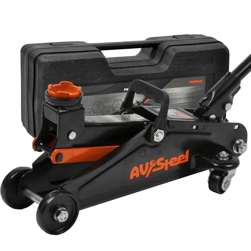 Floor Jack 1.5 Ton (3300 lbs), Hydraulic Trolley Jack with Solid Storage Case, Hydraulic Jack for Car with Single Piston Pump, Portable Car Floor Jack with Lifting Range 5-1/8'' to 12''