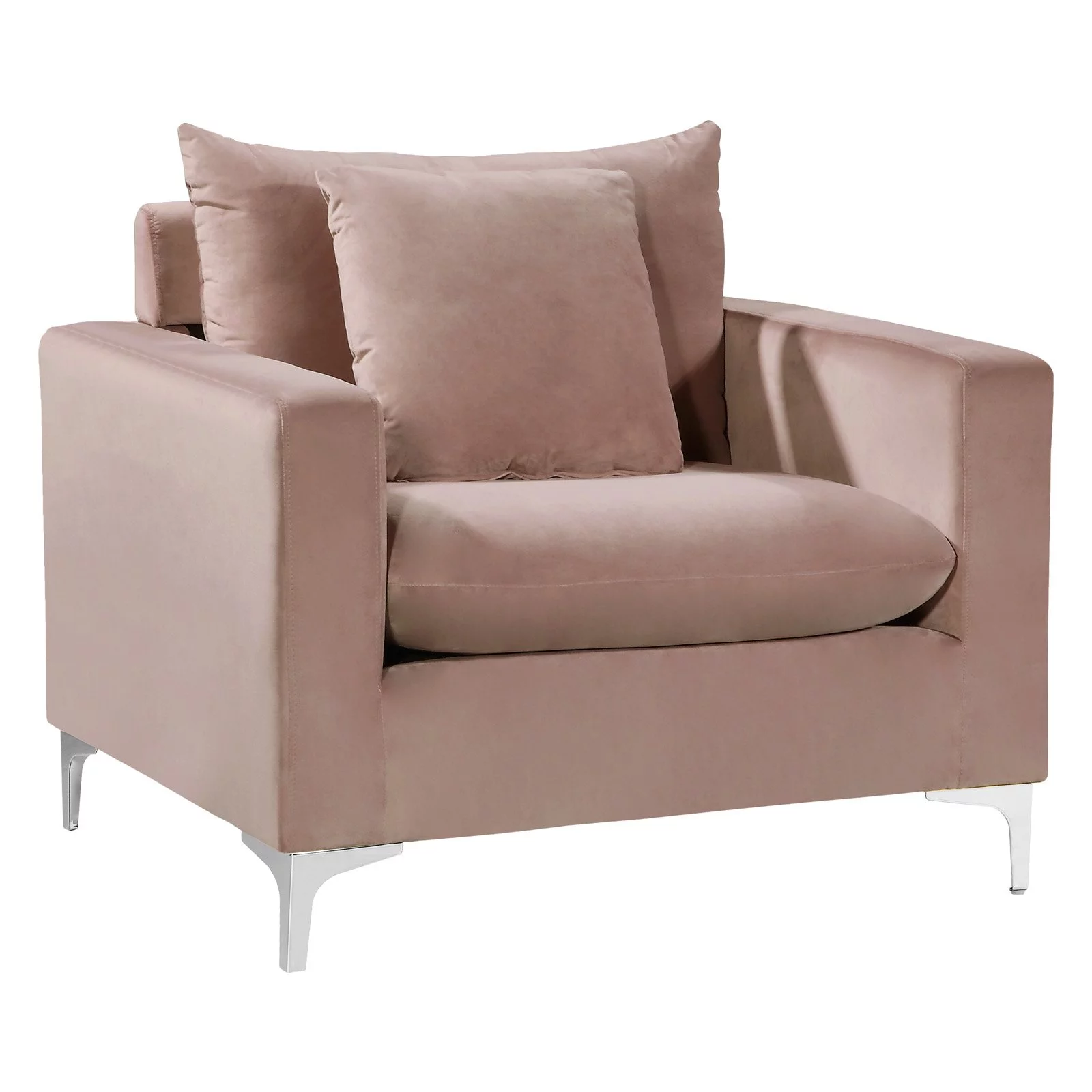 Meridian Furniture Naomi Velvet Accent Chair in Pink