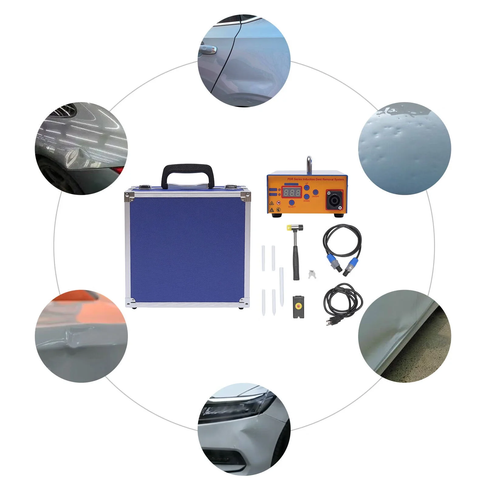 Wuzstar Magnetic Induction Dent Repair Remover Tool Digital Screen Insulated Heating Head to Repair Dents on Steel Car Bodies