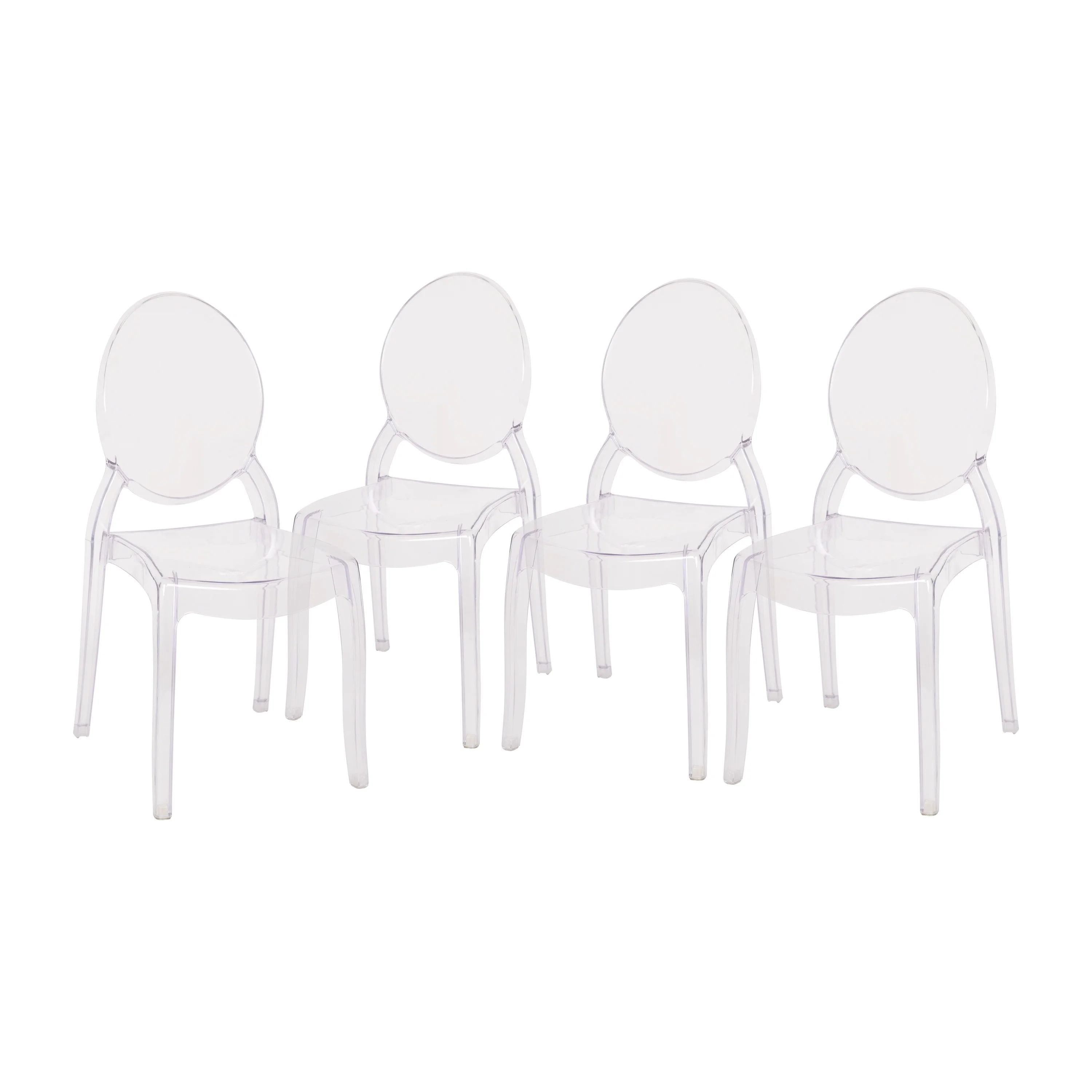 Flash Furniture Revna Series Ghost Chair, Set of 4, Clear Plastic
