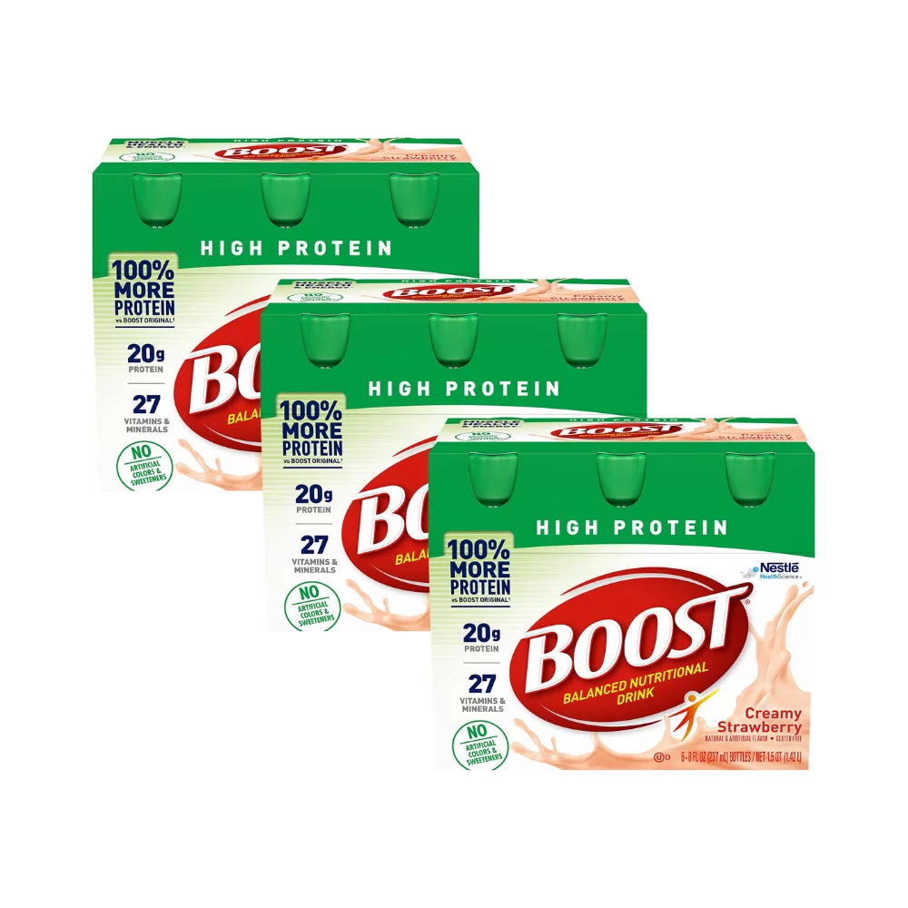 BOOST HIGH PROTEIN Creamy Strawberry 6 ct. - 8 fl. oz. Bottles (Pack of 3)