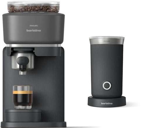 Philips Baristina Espresso Machine, Grind, Tamp & Brew Coffee Beans in One Swipe, Compact, 16 Bar Pump Pressure, Automatic Grinder, Black with Black Portafilter (BAR300/60)
