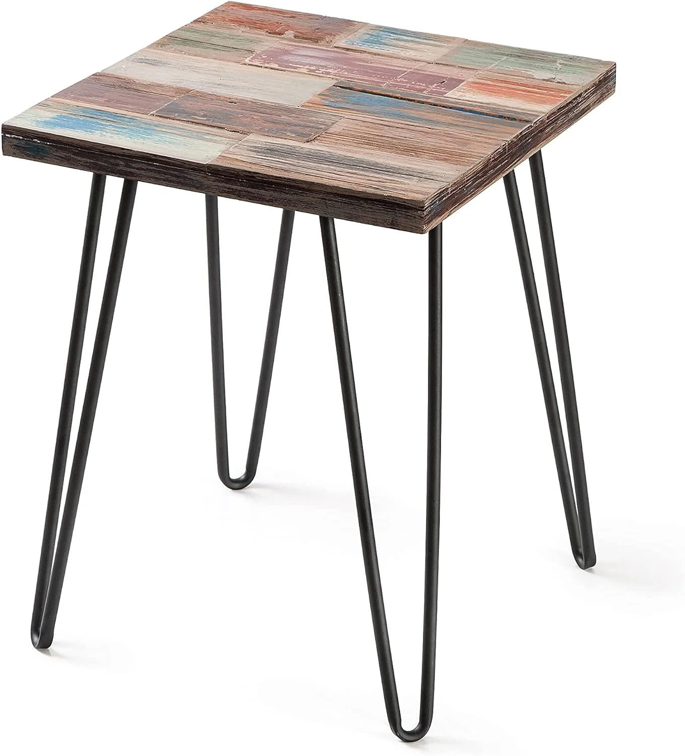 Reclaimed Wood End Table With Hairpin Table Legs, Side Tables For Living Room, 16
