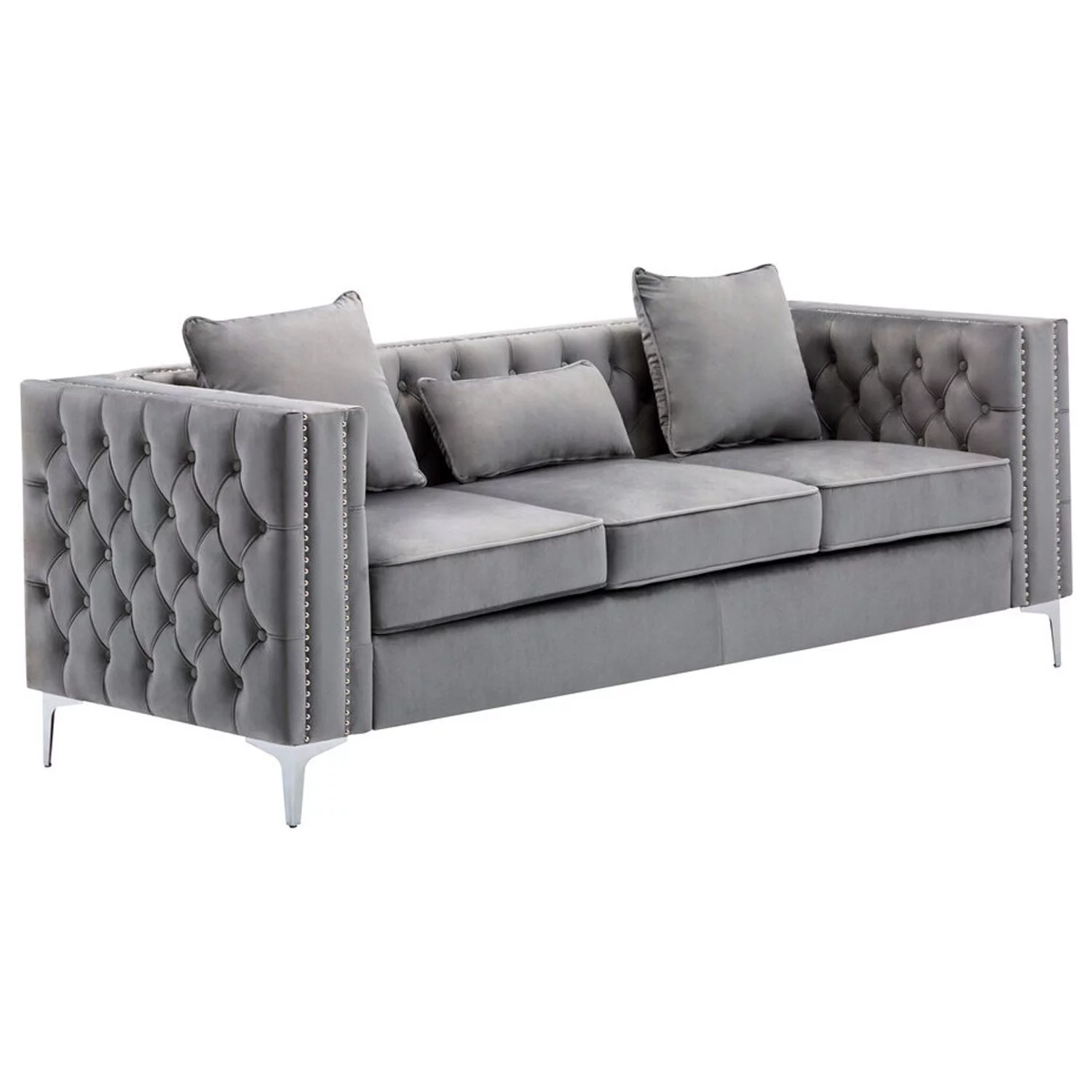 Maykoosh Victorian Elegance Gray Velvet Sofa