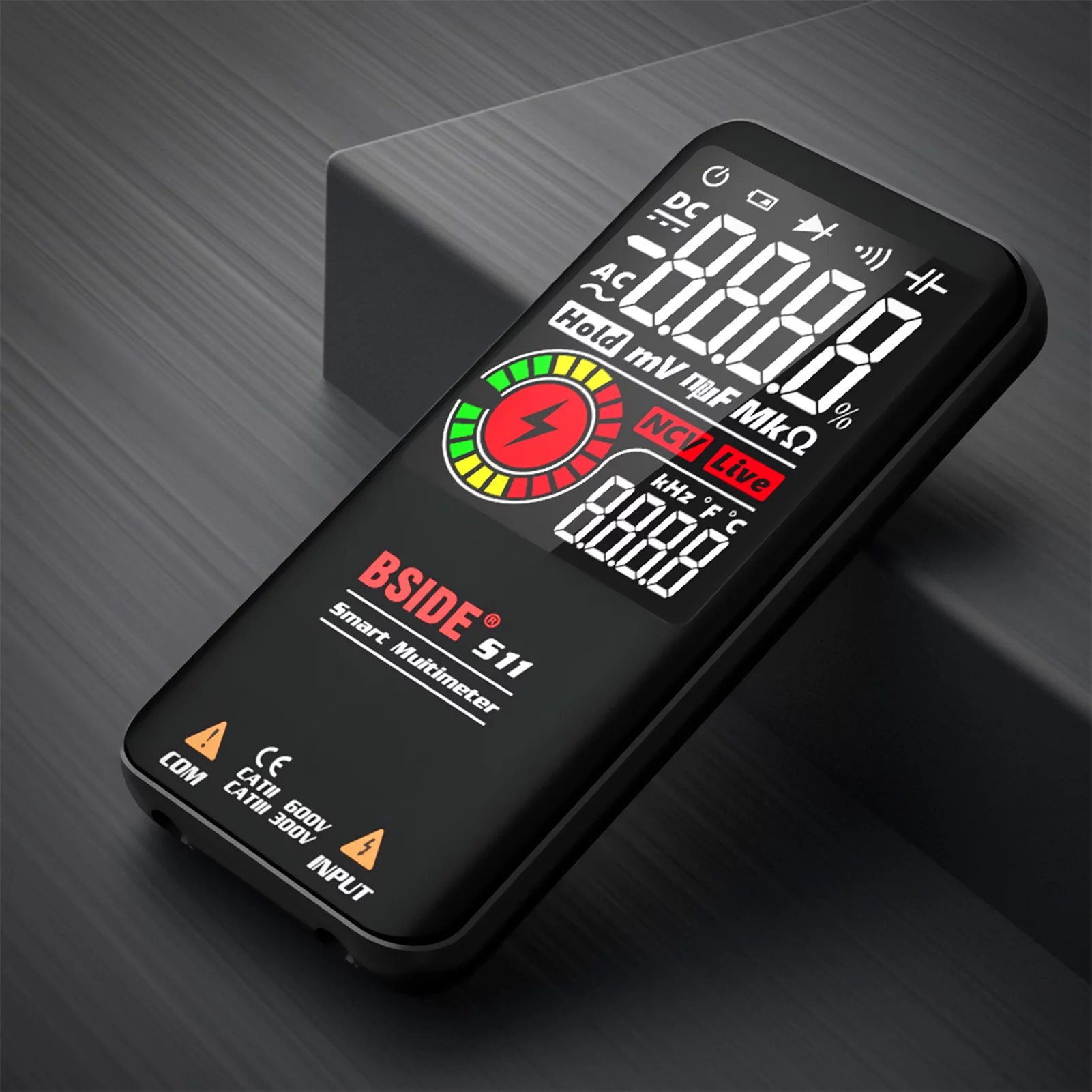 BSIDE S11 Intelligent 9999 Counts Multimeter Digital LCD Display Rechargeable Universal Meter AC/DC Voltmeter Ohmmeter Test Resistance Capacitance Frequency Diode Continuity NCV Live Line wi