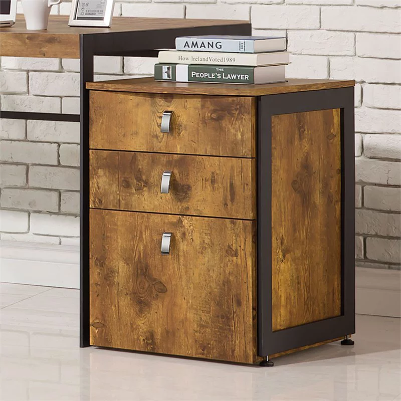 Bowery Hill 3-Drawer Traditional Wood Lateral File Cabinet in Nutmeg Brown