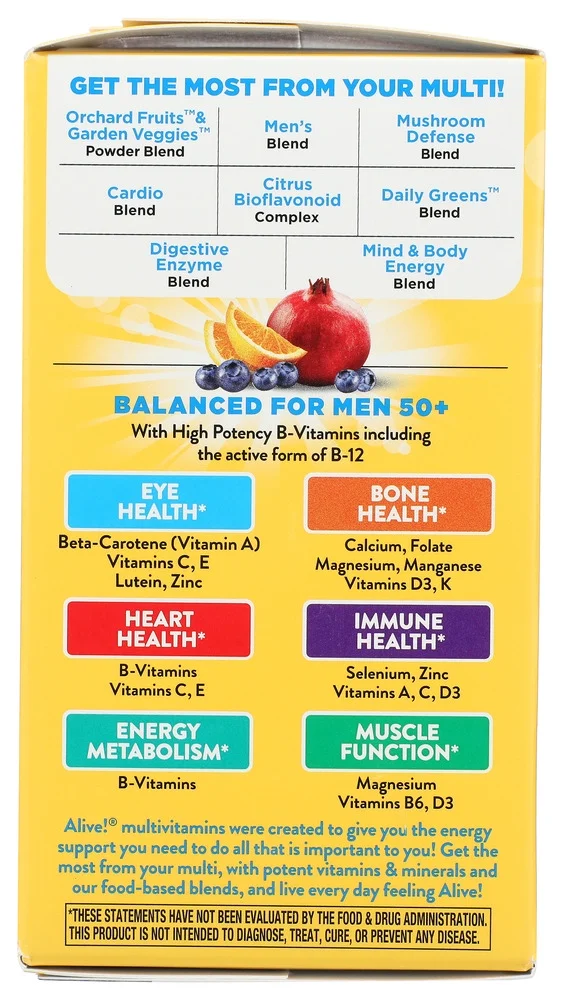 Alive! Men’s 50+ Ultra Potency Complete Multivitamin Tablets, 60 ct