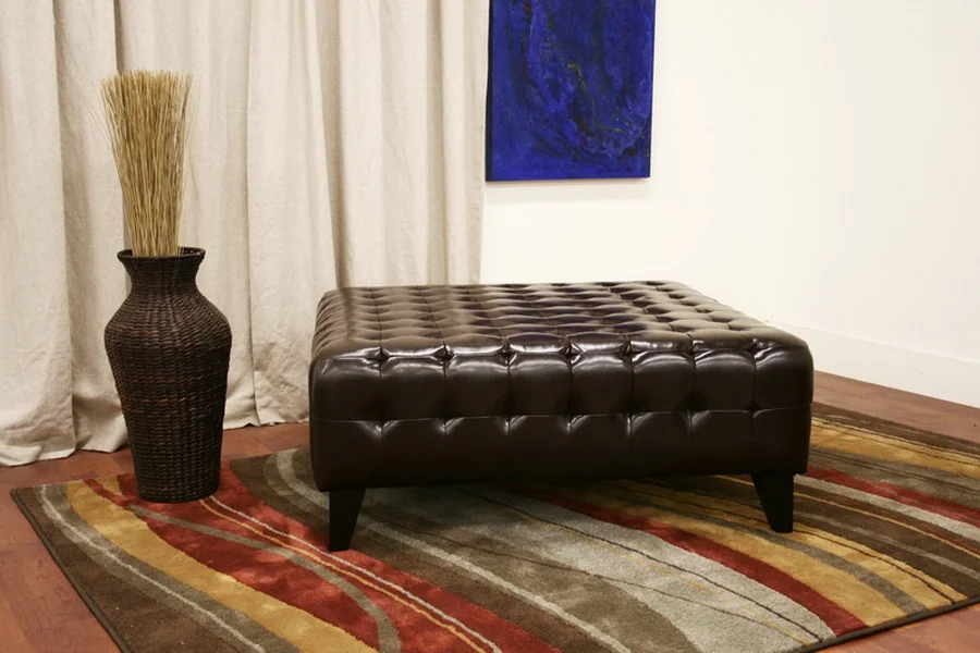 Pemberly Square Ottoman in Dark Brown