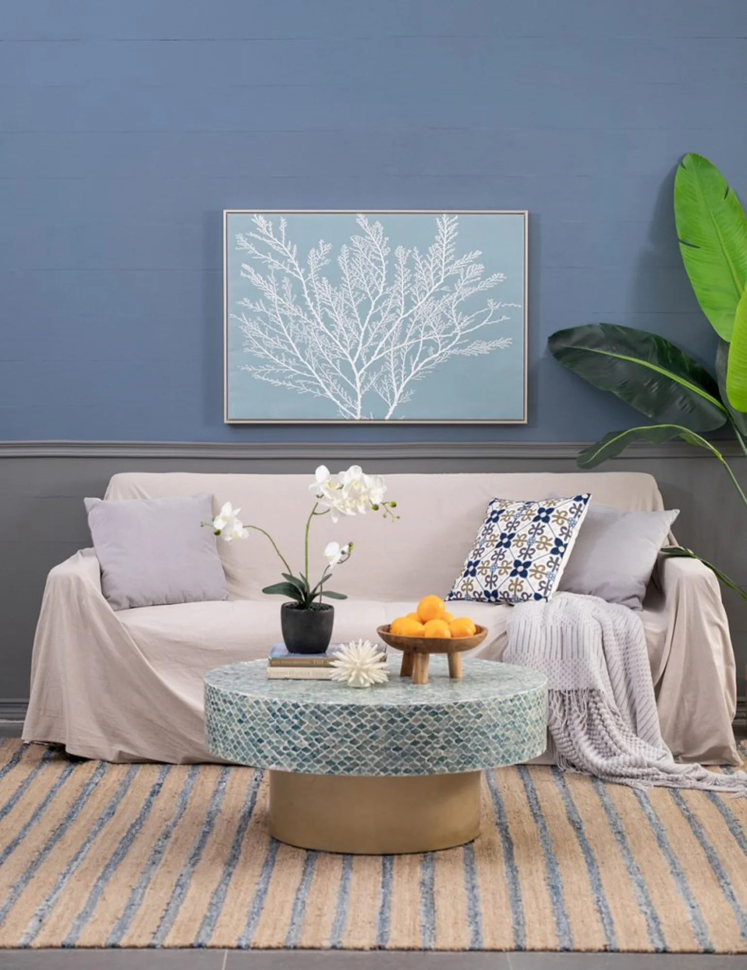 CC Home Furnishings Kailani Coral Framed Canvas Wall Art - 27.5