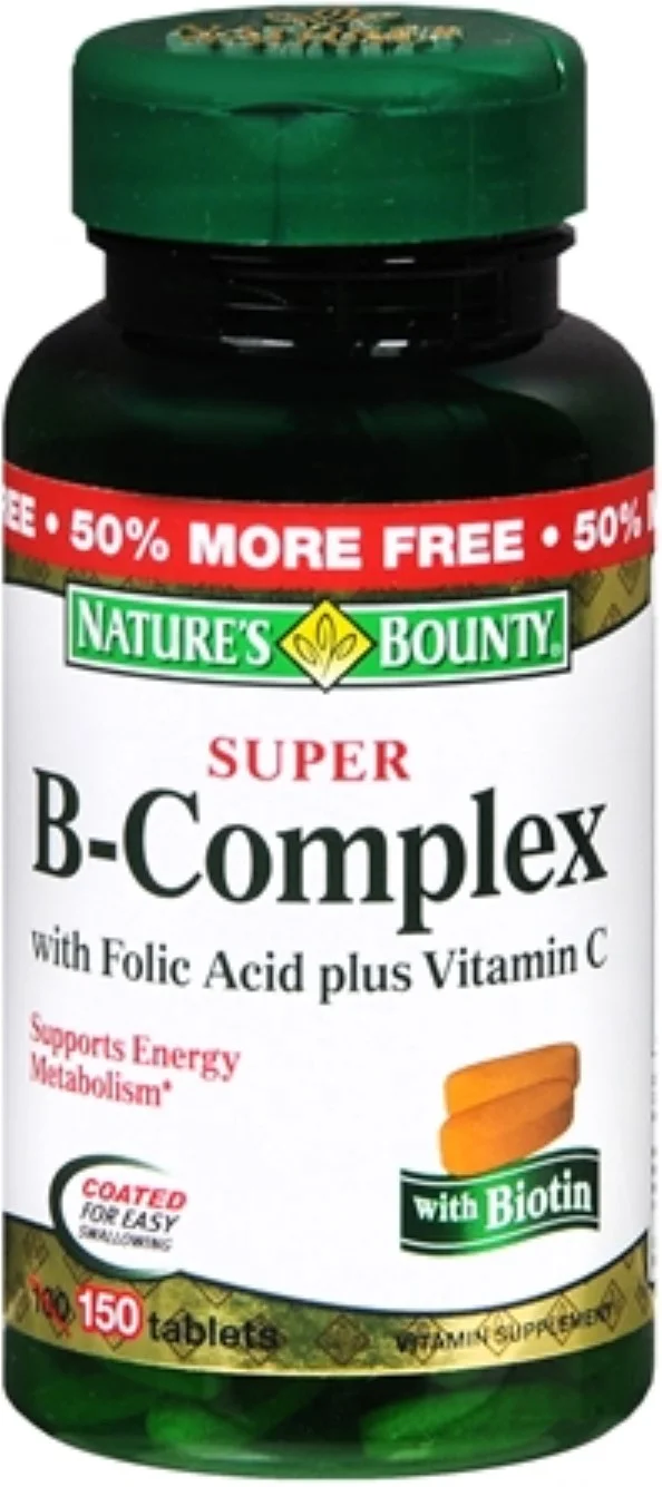Nature's Bounty B-Complex with Folic Acid Plus Vitamin C, Tablets 150 ea (Pack of 6)