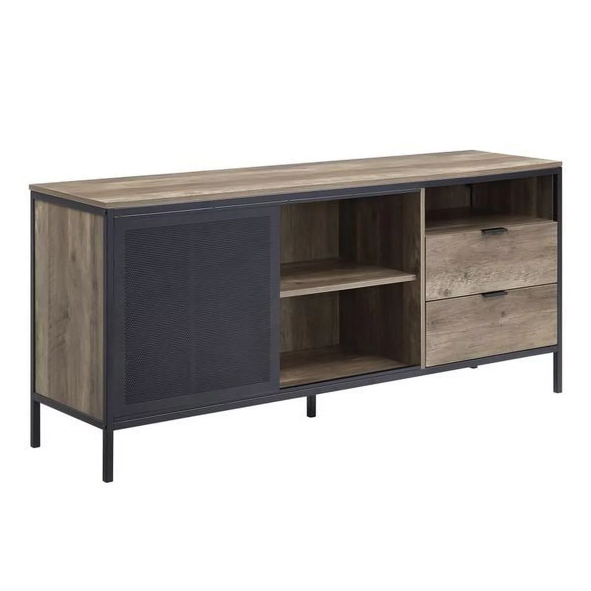 ACME Nantan Wooden TV Stand in Rustic Oak and Black