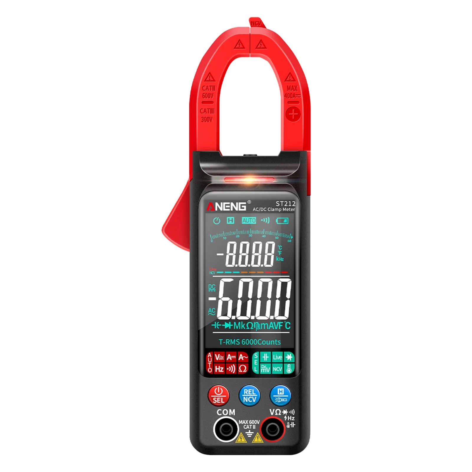 ANENG ST212 Clamp Meter Intelligent Digital Clamp Multimeter 6000 Counts Smart AC & DC Voltmeter 400A Ammeter VA Colored Display Auto Clamp Type Tester NCV Non- Voltage Measurer Resistance