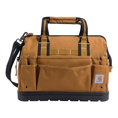 Carhartt Onsite Tool Bag, Durable Water-Resistant, Tool Storage Bag, Heavyweight w/Molded Base, 16-Inch, Carhartt Brown