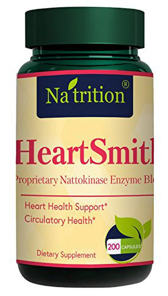 Natrition HeartSmith Cardiovascular/Circulatory Health – 200 Capsules CoQ10 Heart Support Vitamins - Nattokinase, Enzyme Blend – Rich in Antioxidants – Supports Heart Health, Circulation