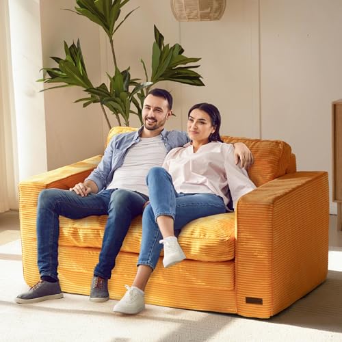 MAXYOYO Convertible Sofa Bed, Pull Out Loveseat Sleeper Sofa, 2 in 1 Folding Couch Bed, Fold Out Floor Couch with Pillows for Living Room Bedroom Lounge, Dark Grey