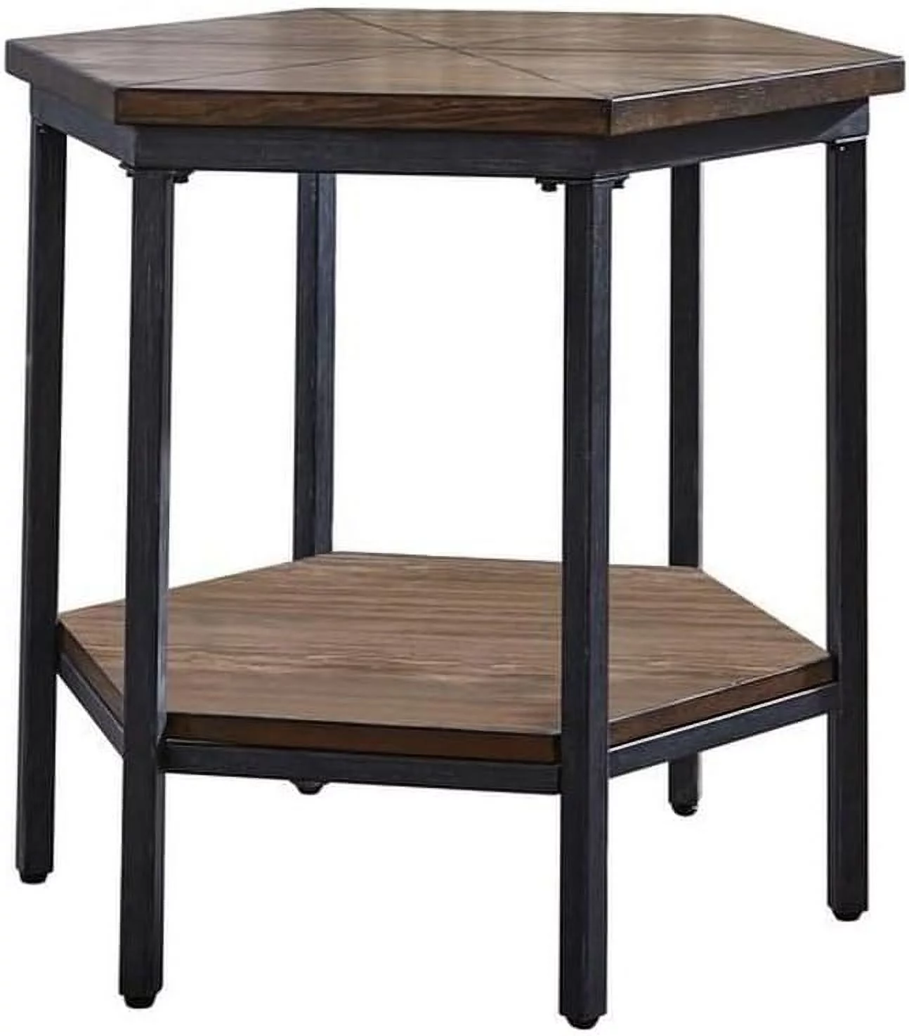 Transitional Metal Hexagon End Table in Chocolate