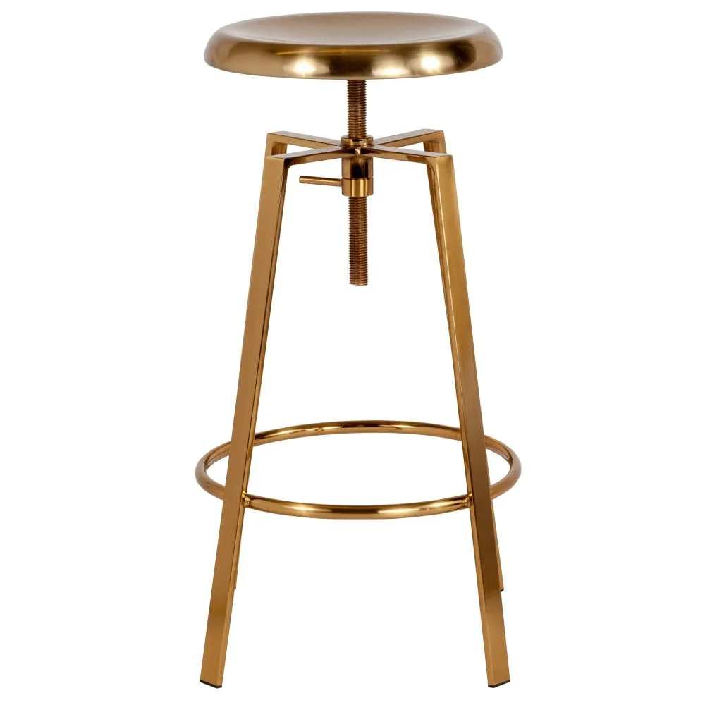 Flash Furniture Industrial Style Barstool with Swivel Lift Adjustable Height Seat Yellow