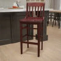 Flash Furniture HERCULES Series School House Back Mahogany Wood Restaurant Barstool