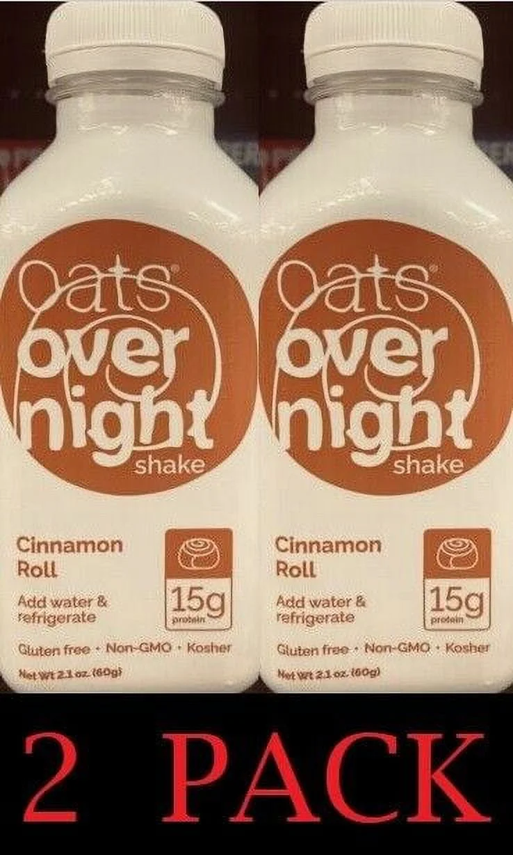 2x Oats Overnight - Cinnamon Roll Over night Oats Shake 2.1 oz 1 Bottle 2 PACK