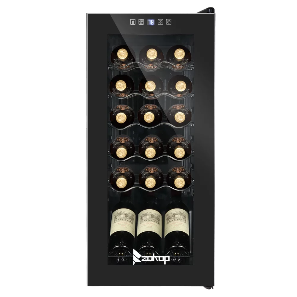 Winado Digital Temperature 18 Bottle Wine Cooler Fridge Refrigerator, Black