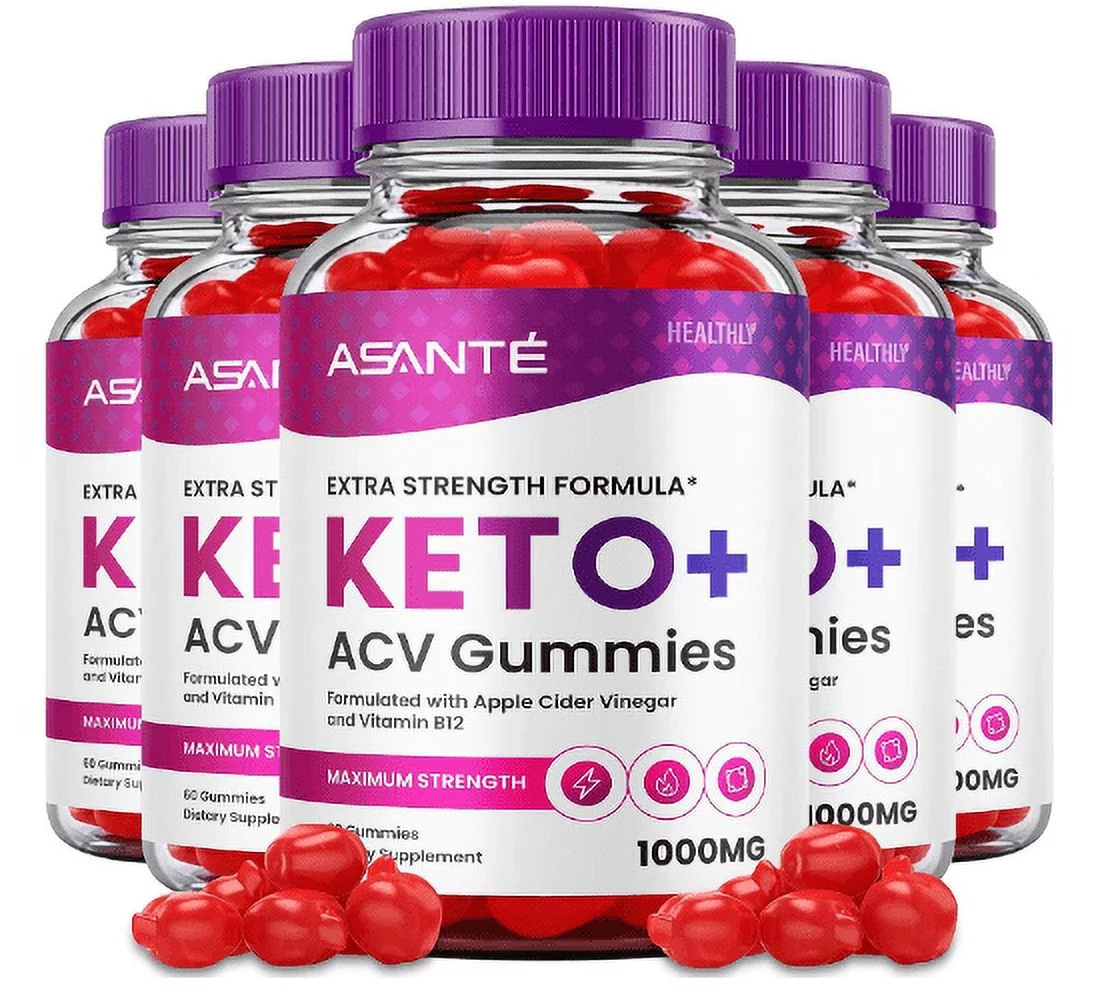 (5 Pack) Asante Keto ACV Gummies for Weight Loss Apple Cider Vinegar Vitamin B12 (300 Gummies)