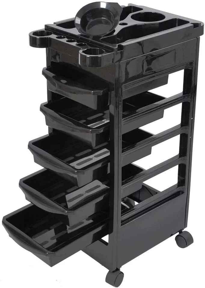 Salon SPA Trolley Storage Cart Coloring Beauty Salon Hair Dryer Holder with 5 Drawer for Tool Storage