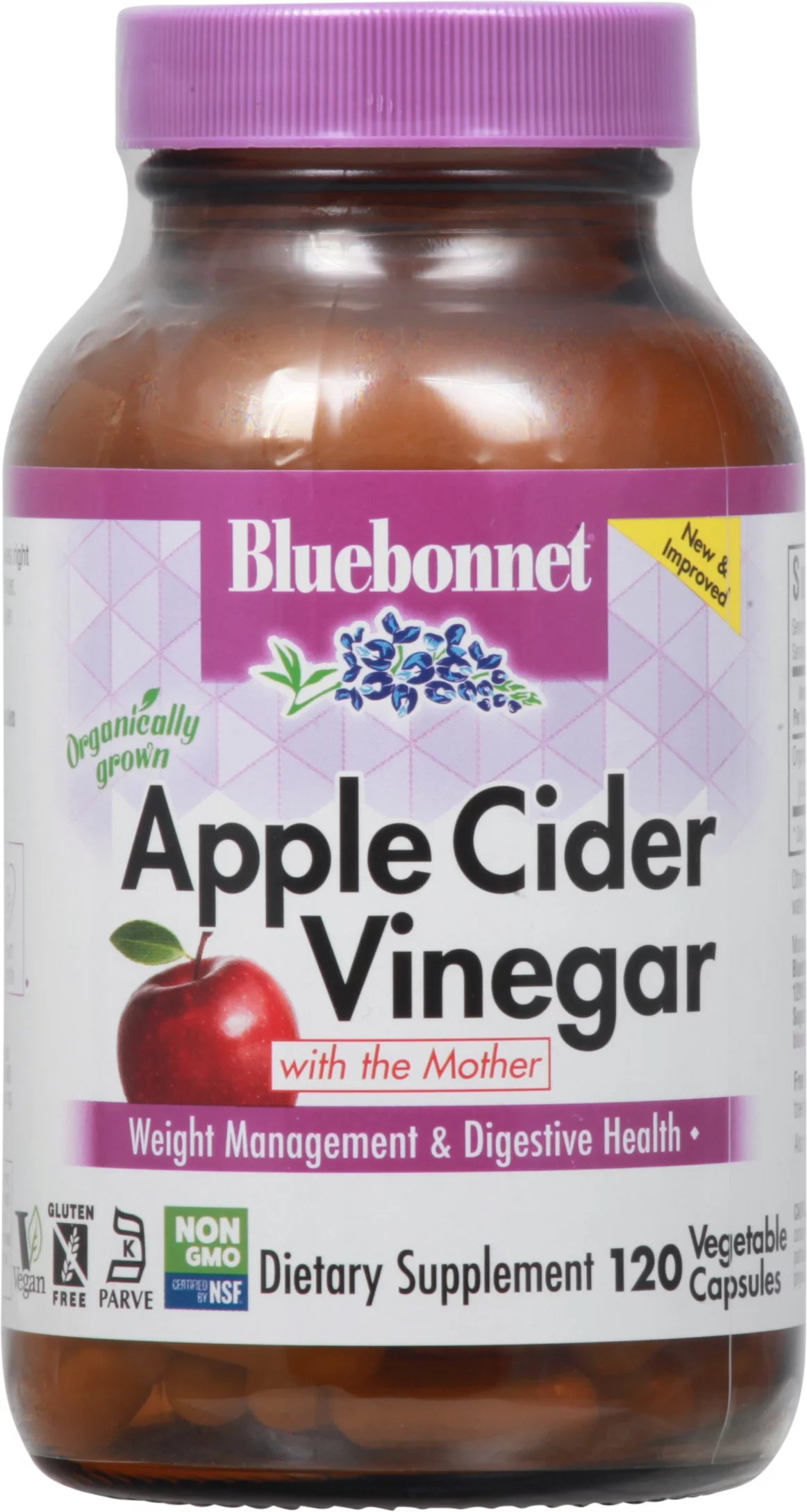 Bluebonnet Kosher Apple Cider Vinegar  - 120 Vegetable Capsules