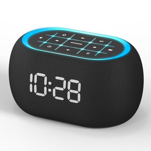 ANJANK Alarm Clock FM Radio with Bluetooth Speaker, Hi-Fi Stereo Sound, 7 Night Light Clolors, 8 Wake Up Sounds, 0-100% Dimmer, 30-Level Volume, Small Digital LED Clock with Auto Time Sync for Bedroom