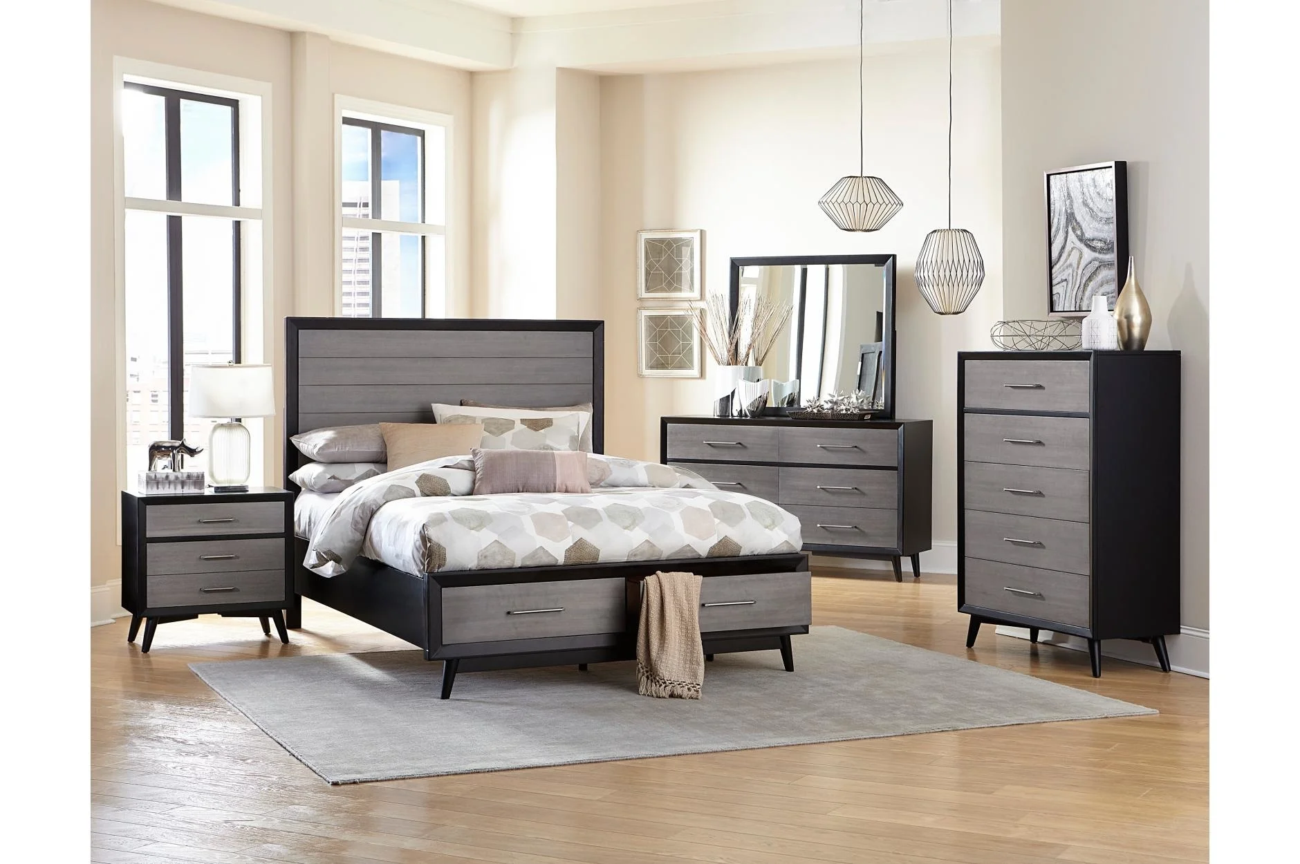 Home Elegance 1711-5 36 x 17 x 60 in. Raku Dresser - Gray & Black