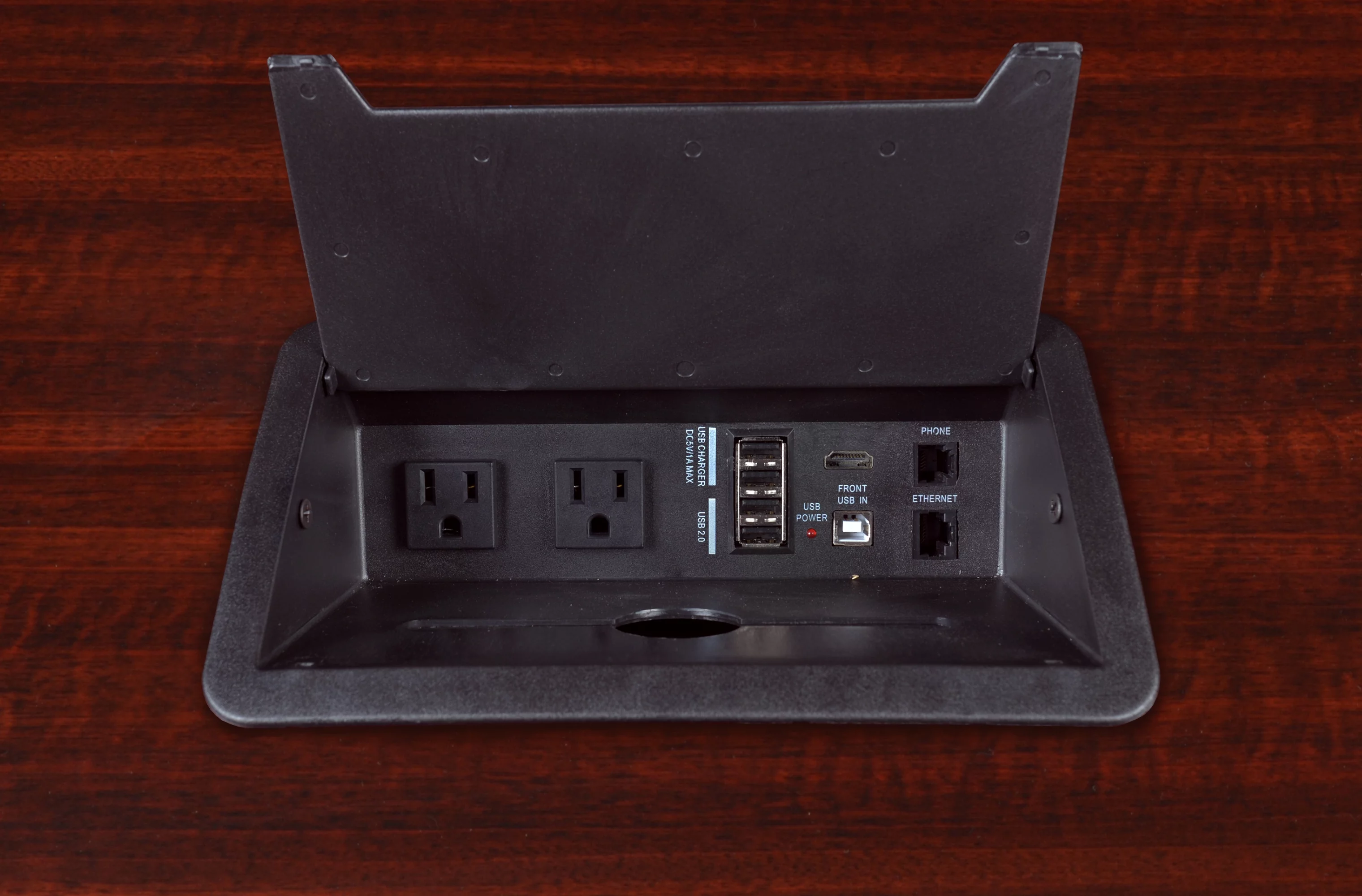 Romig Legacy 16 ft Racetrack Laminate Conference Table with 2 Charging Ports- Mahogany