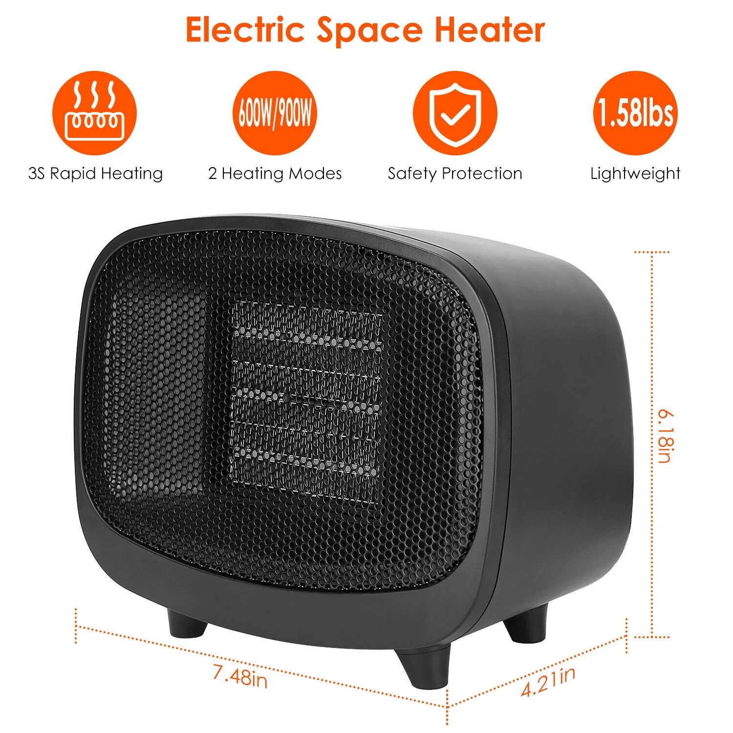 Portable Electric Space Heater Mini Space Heater Fan Heater Overheat Protection