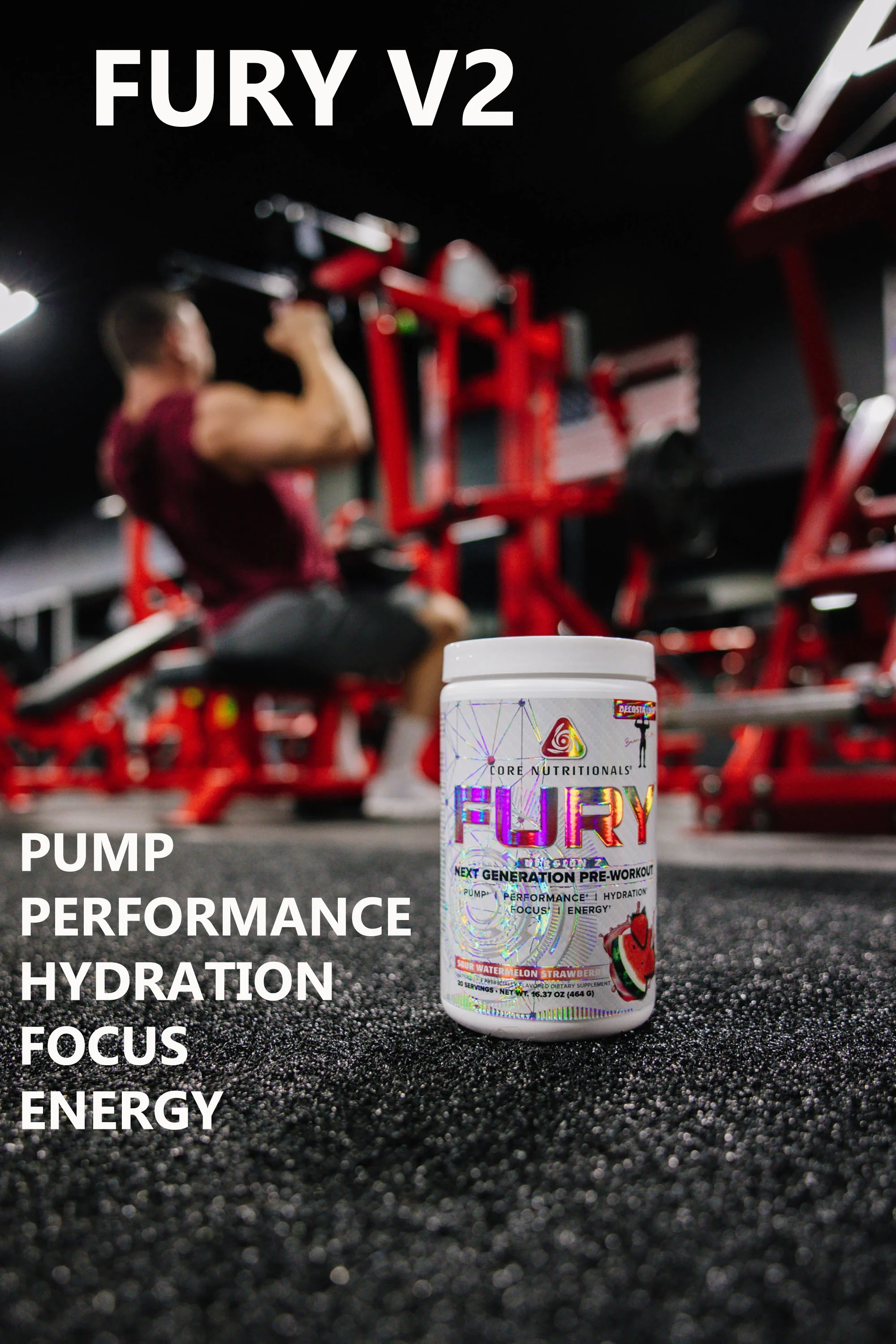 Core Nutritionals Fury V2 Platinum Next Generation Pre Workout 20 Servings (Sour Watermelon Strawberry)