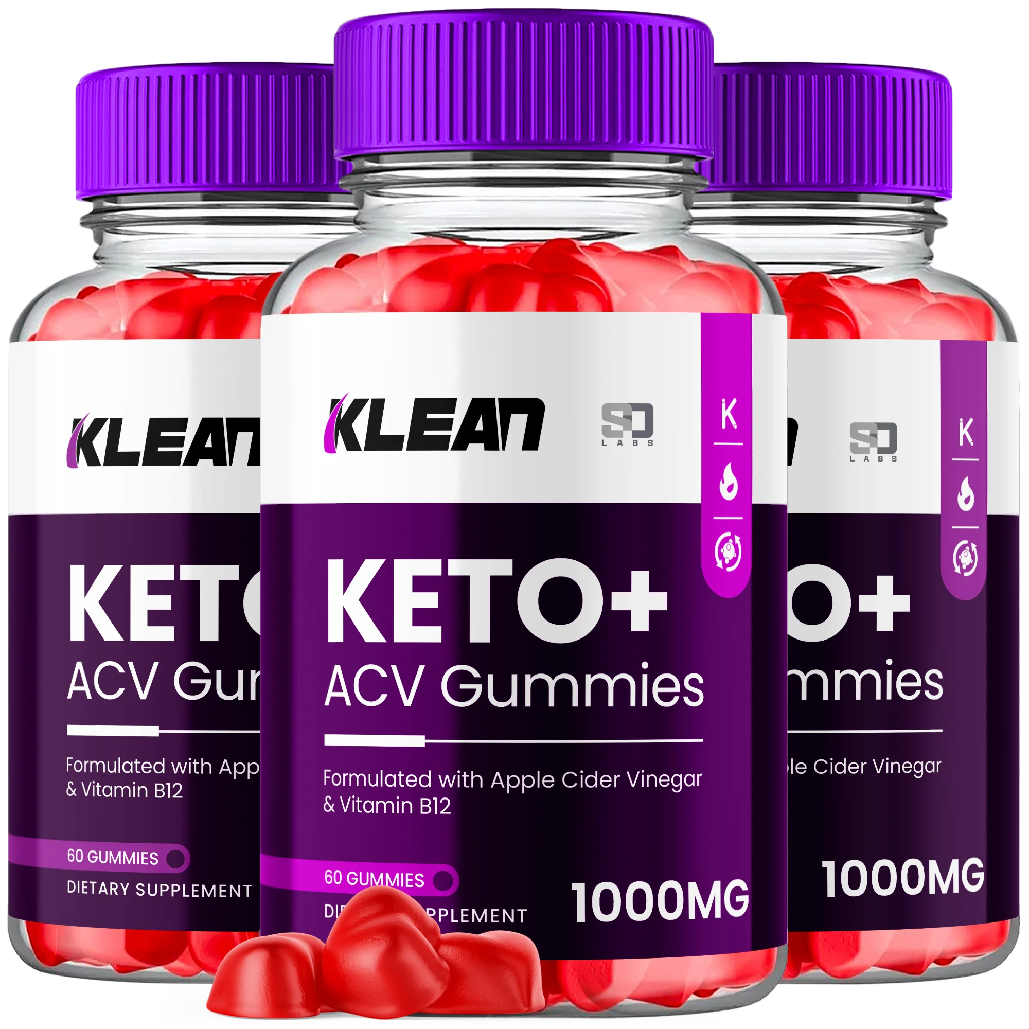 (3 Pack) Klean Keto ACV Gummies - Apple Cider Vinegar Supplement for Energy and Focus - Klean Keto Active Multivitamin Supplement Gummies for Ketosis with Folic Acid (180 Gummies)
