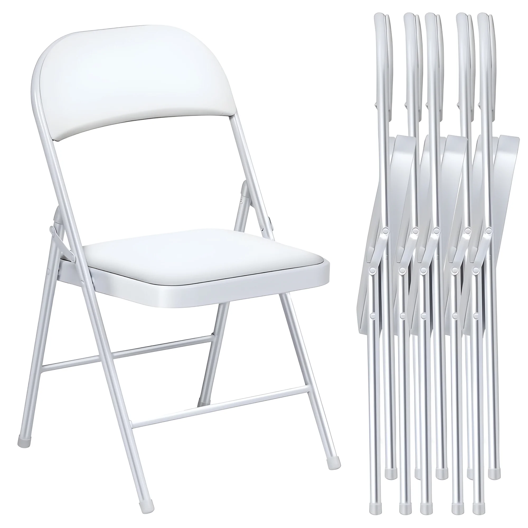 HONGGE Folding Metal Stool, 6 Pack, White