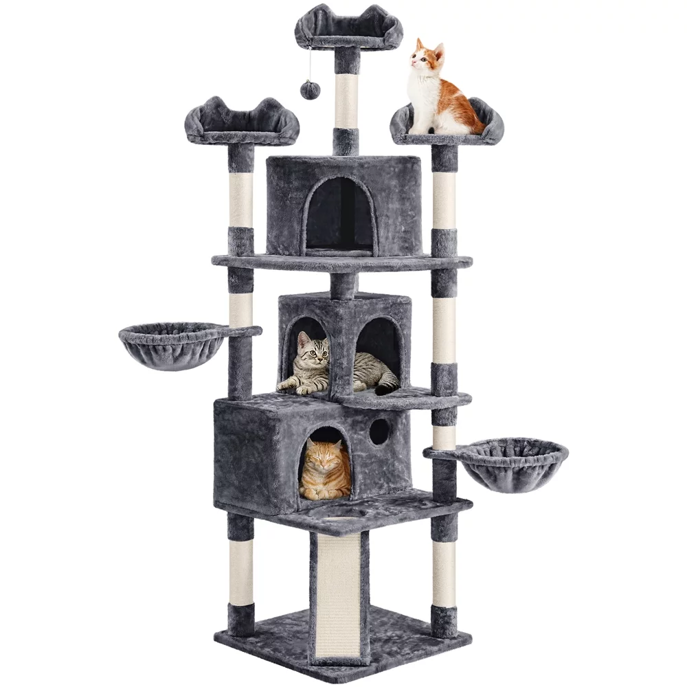 Yaheetech 76.5-inch Cat Tree Cat Tower with Condos, Dark Gray