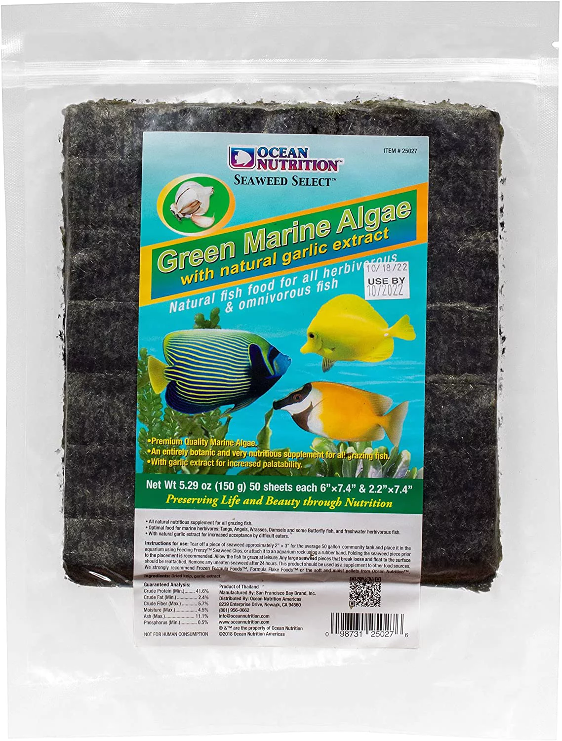 Ocean Nutrition Seaweed Selects Green Marine Algae 50-Sheets 5.29-Ounces (150 Grams)