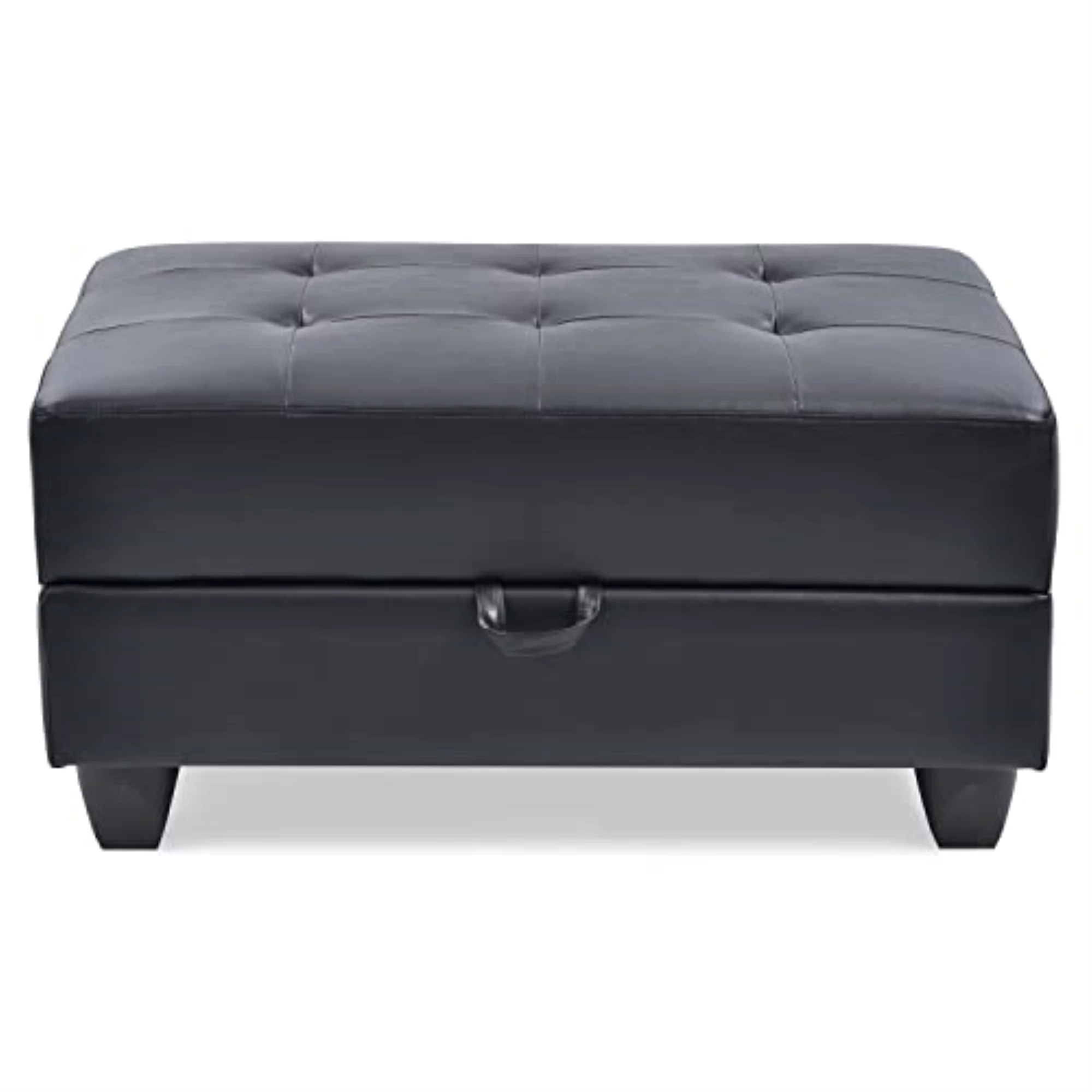 Glory Furniture Revere Faux Leather Ottoman in Black