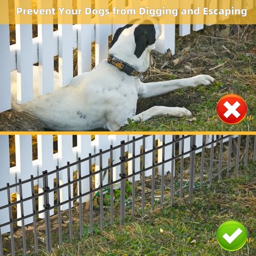 25 Pack Garden Animal Barrier Fence, 17in (H) X 27ft (L) No Dig Fence, Rustproof Metal Garden Fencing Bordere, Decorative Fencing Panel for Dog Rabbits Ground Stakes Defense and Outdoor Patio