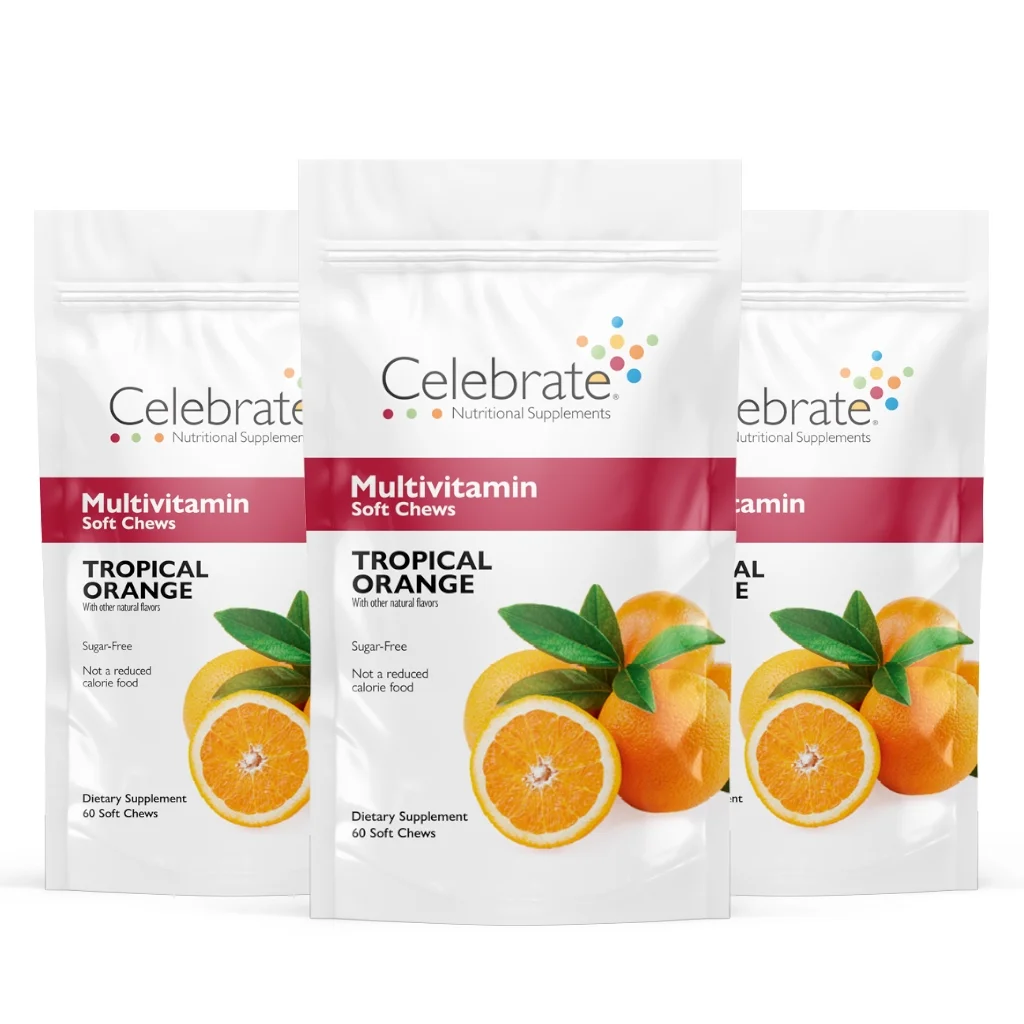 Celebrate Vitamins Bariatric Multivitamin Soft Chews, Tropical Orange, 180 count