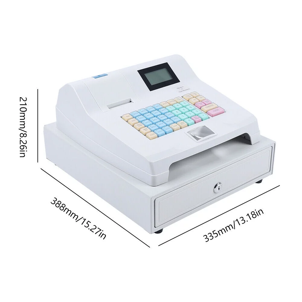 TFCFL LED Electronic Cash Register 48 Keys POS System Digital Display w/Cash Drawer for Supermarket