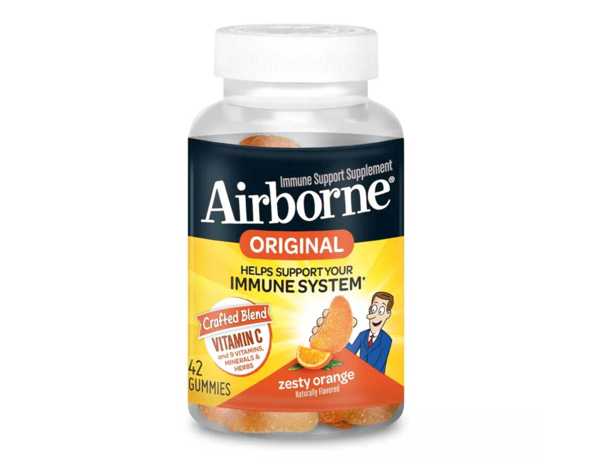 Airborne Orange Flavored Gummies,1000mg of Vitamin C and Minerals & Herbs Immune Support 42 ea (Pack of 4)